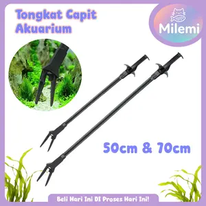 Tongkat Capit Aquarium Anti Slip Gerigi Aluminium 50cm & 70cm Alat Jepit Aquascape