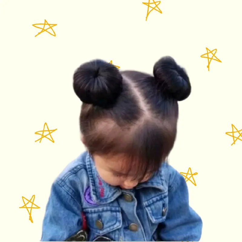 Jepit Rambut Wig Anak Perempuan 2pcs / Fun Bun Cepol Korea Sepasang 0