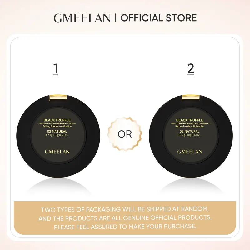 GMEELAN Black Truffle PCA Zinc Antioksidan Air Cushion 7g+10g High Coverage Cushion Dengan Kandungan Skincare Mencegah Kekusaman Dan Kulit Kering Sepanjang Concealer Foundation Wajah Extract Mencerahkan Lasting Compact Bedak Padat 7