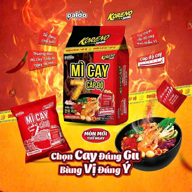 Mỳ cay cấp độ 7 koreno vị bò 1kg 10goi. 1t 10kg [ my cay