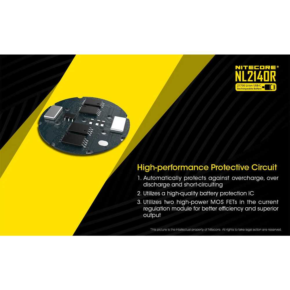 NITECORE Baterai Isi Ulang 21700 Recharge Li-ion 3.6V 5A 4000mAh 1 PCS - NL2140R