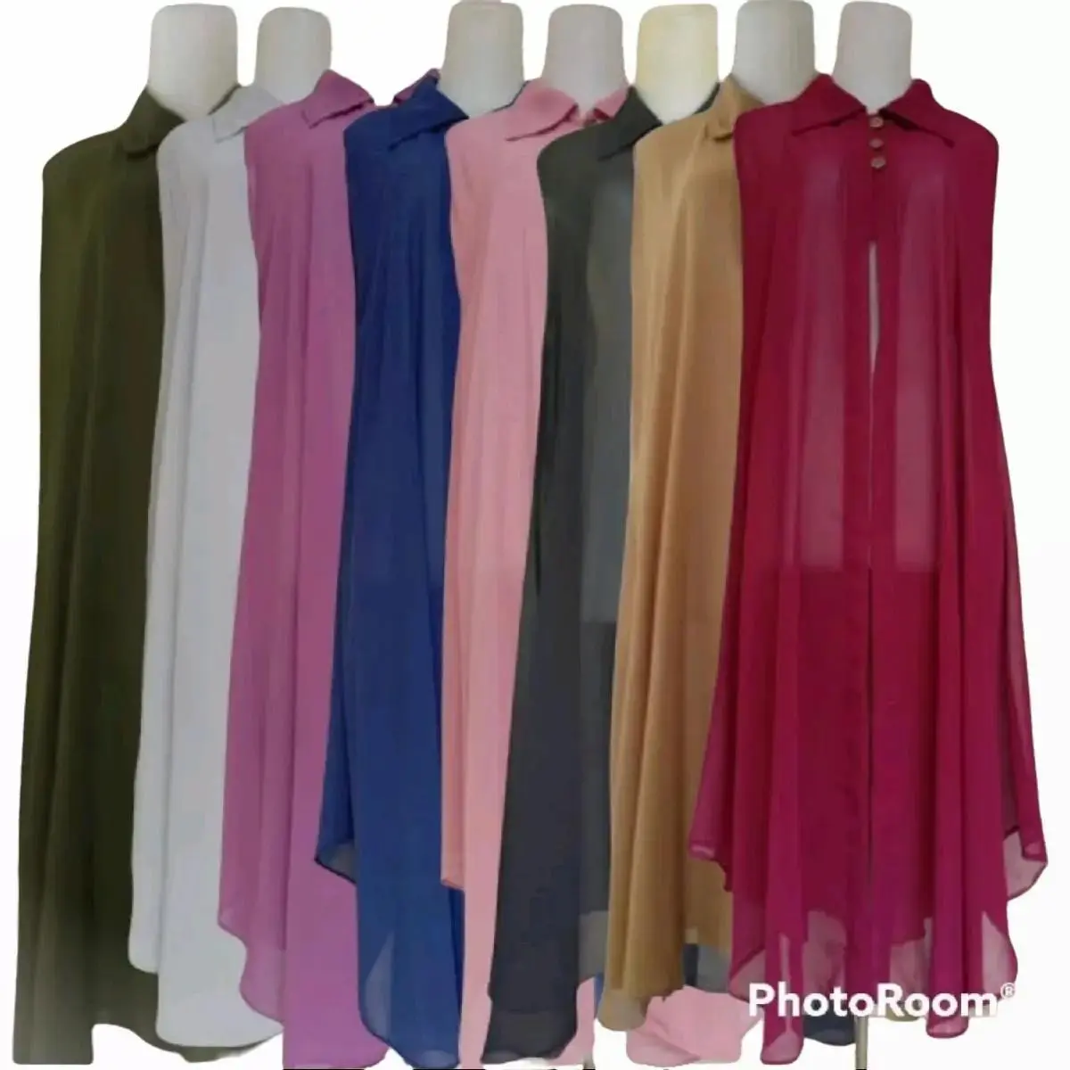 Long Outer Ceruty Babydoll  Atasan Cardigan Panjang Oter Kancing  Luaran Nyaman  Baju kardigan Muslim Batwing