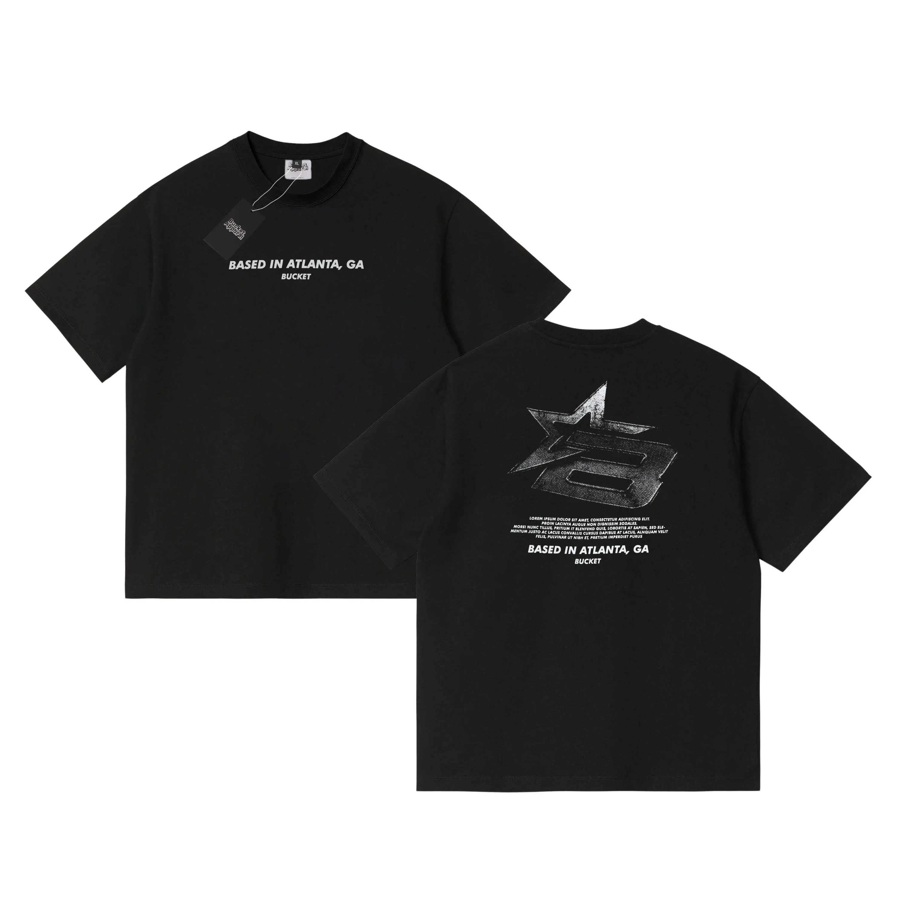 BUCKET T-Shirt E Bintang Black Baju Combed 30S Kaos Pria Printing Sablon Tulisan Keren  Katun Hitam  Distro Motif Lembut Fit Santai Unik Bulat Jepang streetwear boys dasar dicuci dengan tangan saja fasion oversized