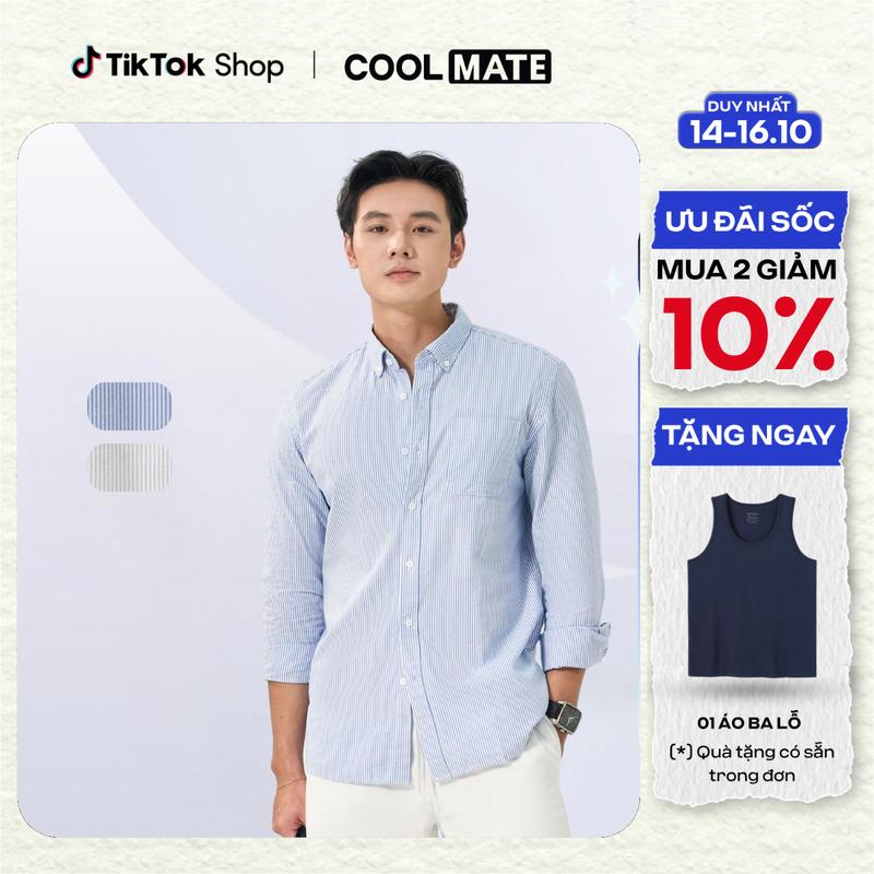 [TẶNG 01 Áo ba lỗ]  Áo sơ mi nam Casual kẻ sọc thoáng khí - Coolmate