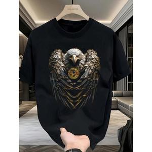 Camiseta con estampado gráfico del Club de Fútbol Las Águilas América - Logo temático - Estilo retro para hombre - Suave y cómoda con cuello redondo y manga corta, con estampado de retrato llamativo, top de moda hip hop para todas las estaciones, camiseta
