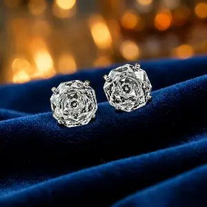 Lunestar-anting CHELSEA Zirconia  Mawar Cut Halo Daily Earrings - Wedding Anti Karat Anti Alergi