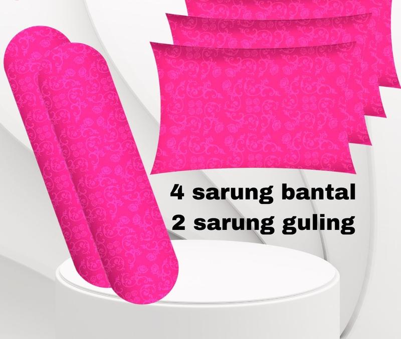 Sarung bantal sarung guling isi 6pcs 4 sarung bantal dan 2 sarung guling motif embose polos 5