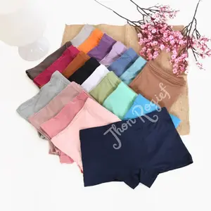 10 Celana Dalam Wanita Shot Polos Lembut Nyaman Spandex Boxer Pendek Hitam Katun Dewasa Pita