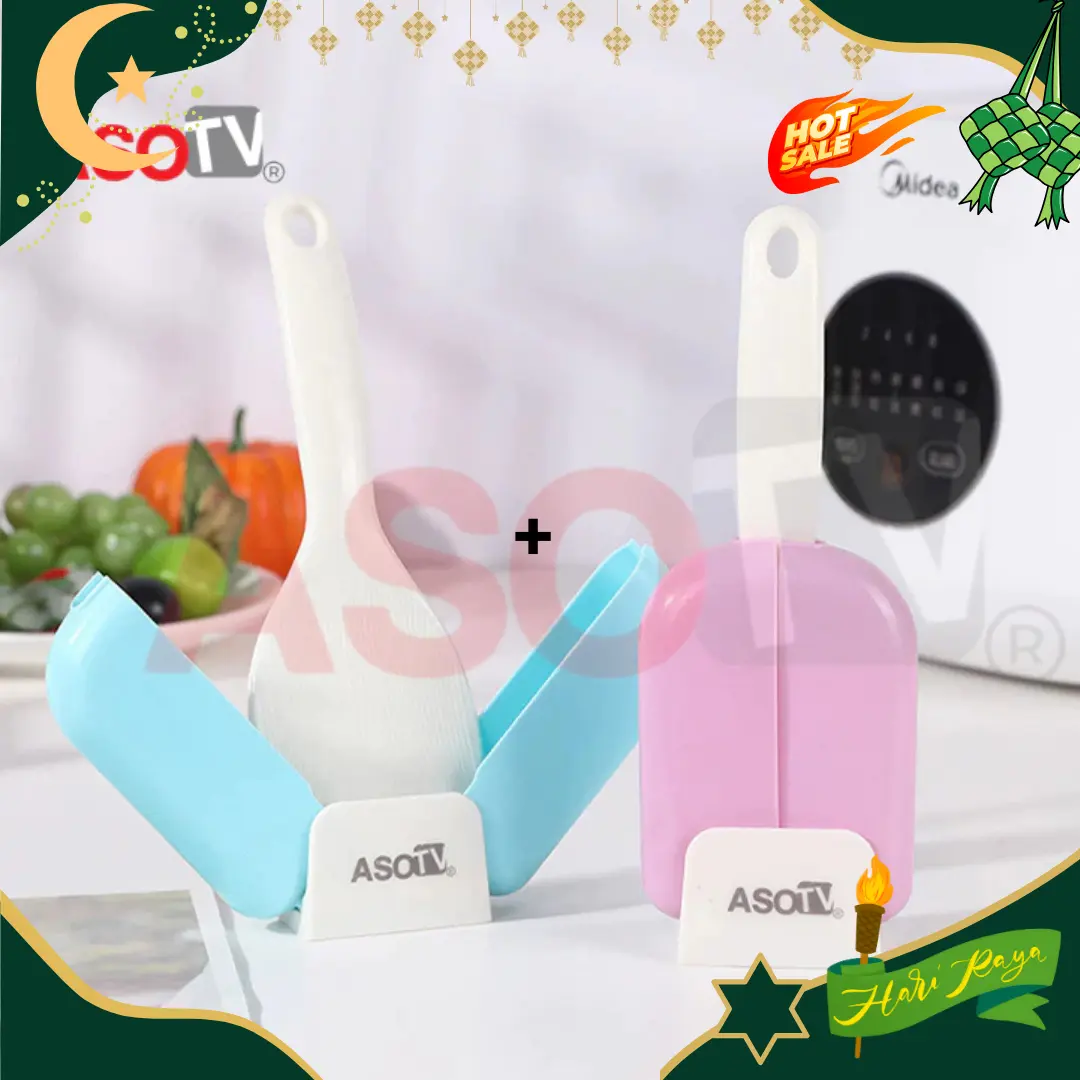 ASOTV 1477 Stand Up Rice Scoop Automatic Open Close Dust Proof Bekas Senduk Nasi Berdiri Automatik Cutlery Kitchenware Serving Tableware