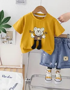 Oneset Terbaru Setelan Anak Motif Smile Celana Jeans Desain Stylish Bahan Usia 0-4Tahun