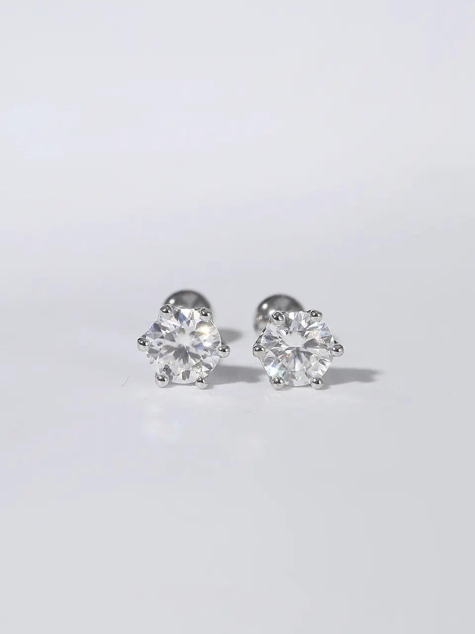 Moissanite 6 Prong Screw Back Ear Stud 1.0CT