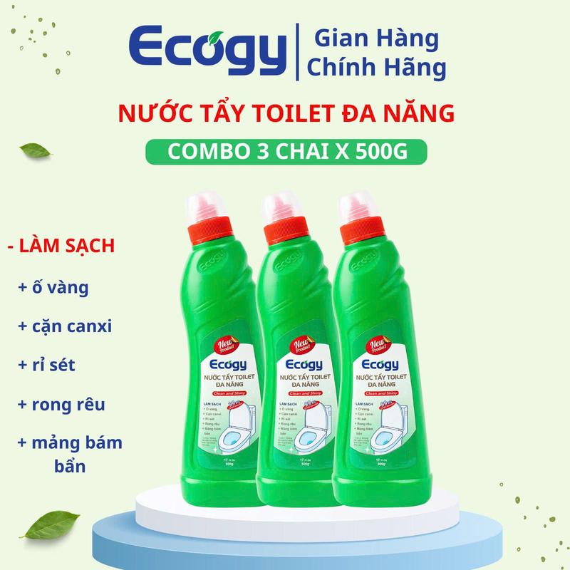 DEAL HOT - COMBO 3 CHAI Nước tẩy toilet đa năng Ecogy - Diệt khuẩn - Làm sạch vết ố cặn canxi rỉ sét mảng bám bẩn - Khử mùi 500g 1 chai