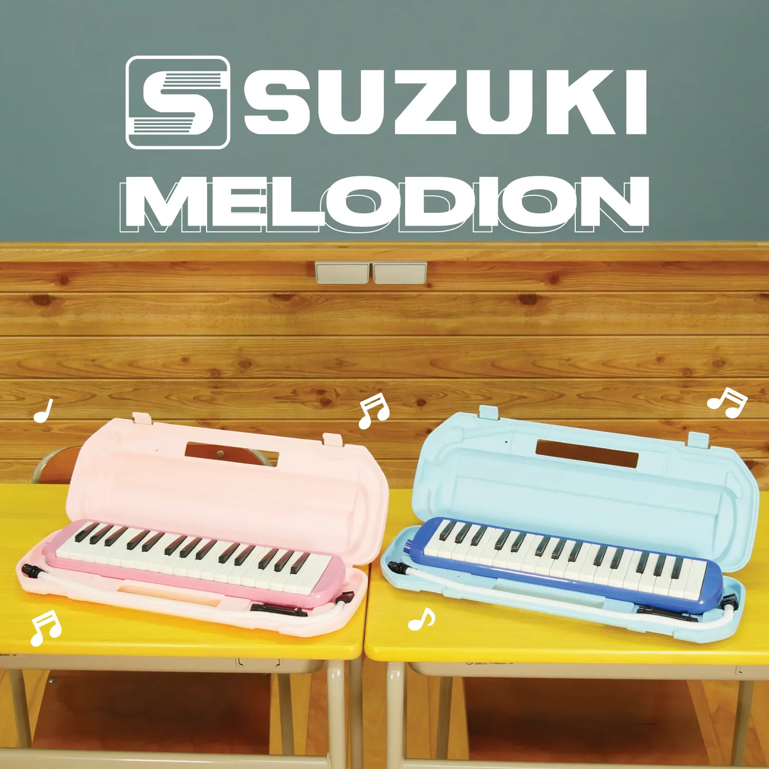Pianika / Pianica SUZUKI Melodion MX-32D Blue & Pink (termasuk hardcase, pipa selang, & pipa pendek) Alat Musik Tiup