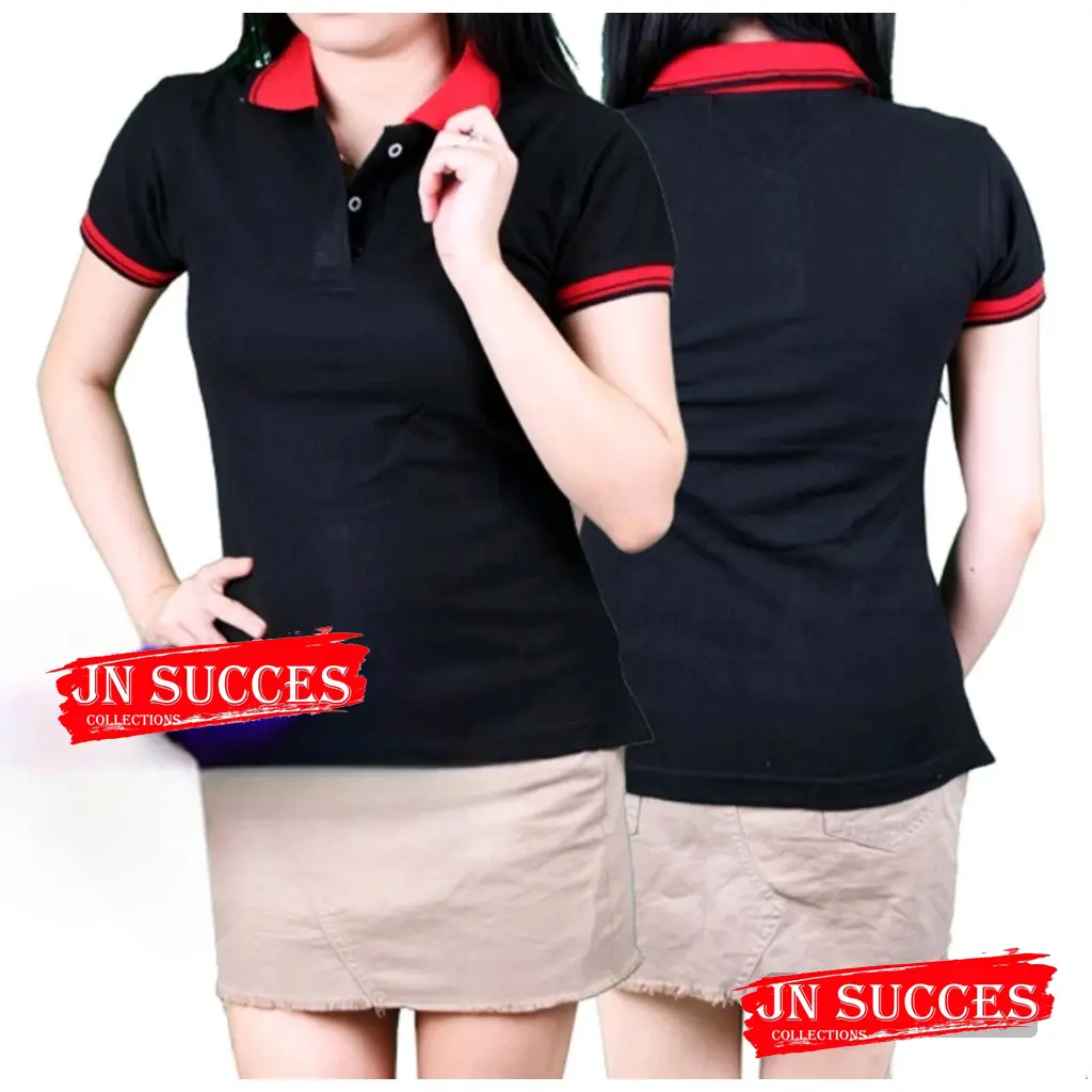 Kaos Kerah Kombinasi Wanita / Polo Shirt Wanita / Kaos Berkerah Wanita / Kaos Seragam