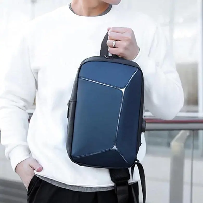 Tas Selempang Pria Premium Multifungsi USB Anti Maling/Men Chest Sling Bag Waterproof/Tas Slempang Laki-Laki