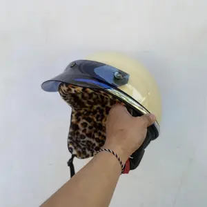 Helm Chip Retro Busa Motif Leopard Free Topi Pet Vintage