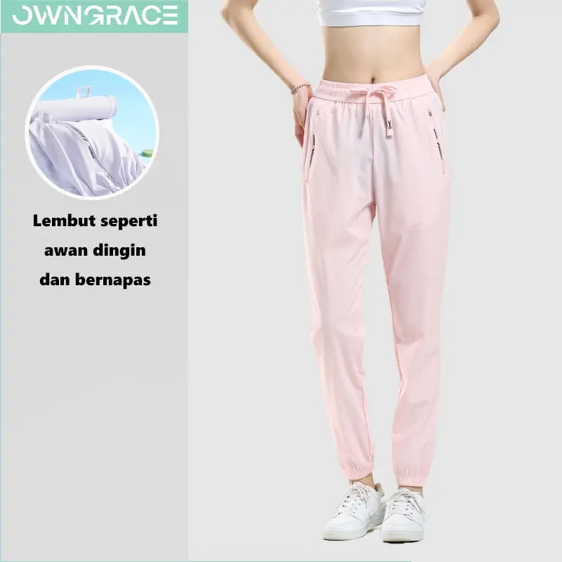 【Ready】Owngrace-Celana Olahraga Wanita Celana Latihan Jogging Celana Olahraga Jogging Longgar Celana Olahraga Kebugaran Santai Perlindungan Matahari Anti UV UPF50+ 100% Original training stripe Sport Yoga Outdoor Lari 6