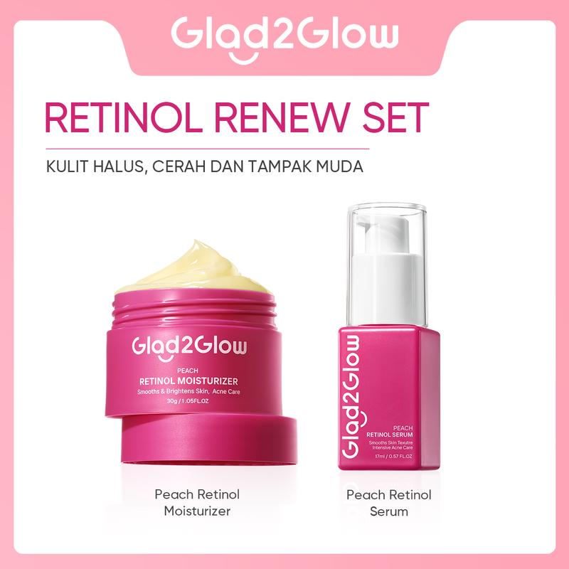 【2in1】Glad2Glow 2pcs bundle Skincare Paket - Moisturizer+Serum Glowing Anti-acne Dark spot Barrier Bright Blueberry Ceramide Centella Berjerawat Memudarkan Mencerahkan Pencerah Wajah Arbutin Acid Extract Niacinamide Cooling Pelembab Melembutkan Hitam 1