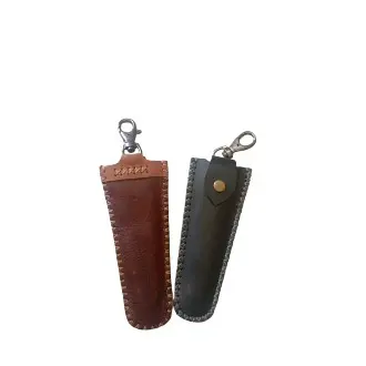 Gantungan  Kunci Tempat Pipa Once Bahan Kulit Asli Coklat Hitam 8