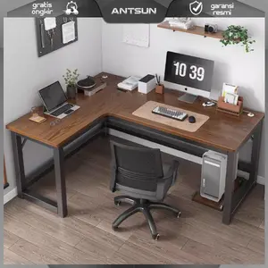 Antsun Meja Kerja L Shaped 140/120 cm – Meja Kantor Sudut Serbaguna Meja Komputer & Laptop Luas dan Kokoh