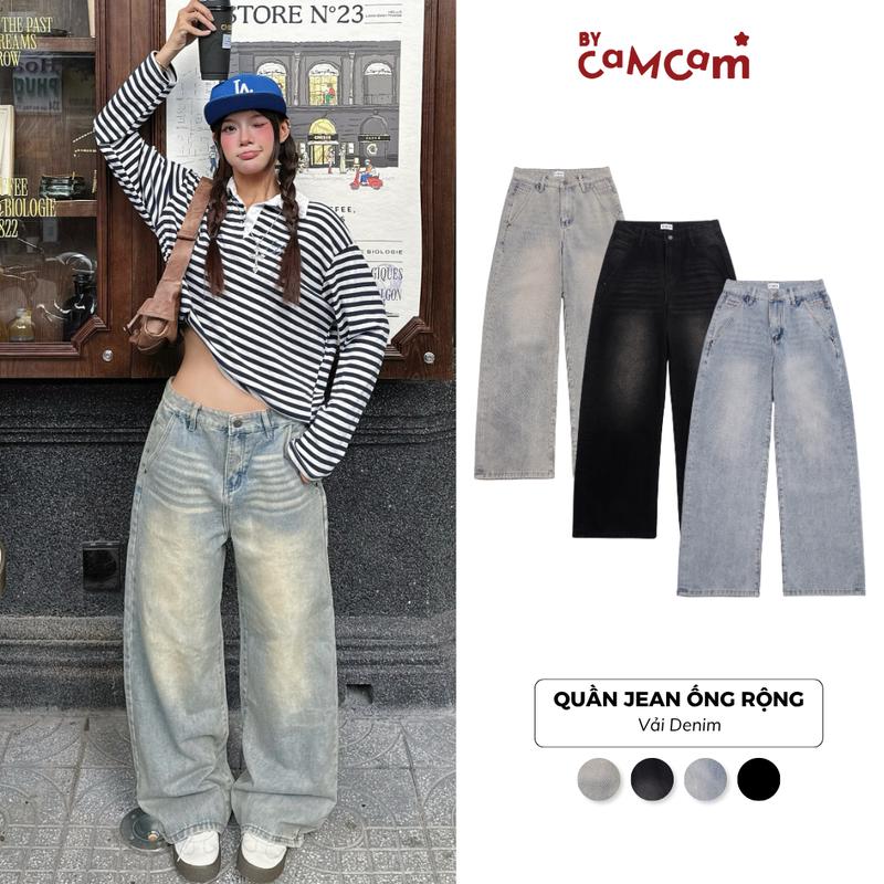 QUẦN JEAN QJ01 Bycamcam Ống Rộng Tôn Dáng Quần Bò Wash Màu Unisex Nam Nữ 2024
