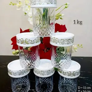 Toples Pyrex Lilia Akrilik Acrylic Bening Toples Mewah Elegan Kue Candy Cantik Lebaran Hari Raya 1200ml