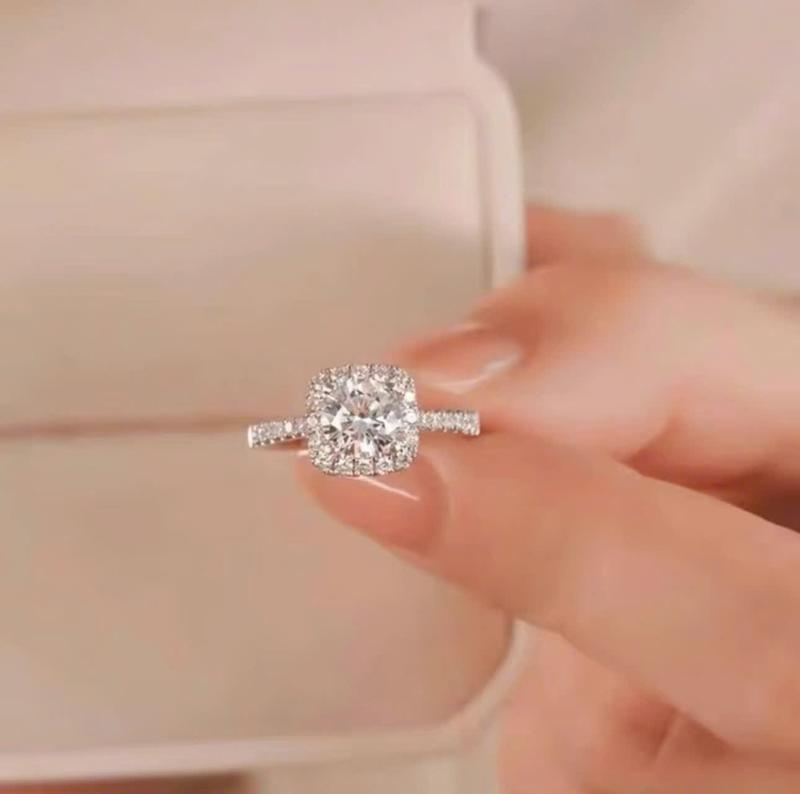 Nhẫn Mặt vuông s925 xi kim dành cho nữ ni tay chỉnh được thời trang xinh đẹp