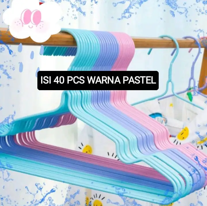 Paket Isi 4 Pak/40 hanger baju 88/vinoda Hanger Warna Mix Warna Pakaian