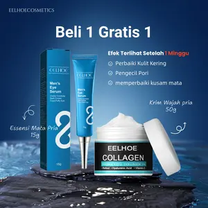 Beli 1 Gratis 1 Paketan Skincare Pria  Cairan Pembersihan Wajah Krim Wajah 50g + Essensi Mata 15g Bersihkan Kotoran, Pengecilan Pori, Kolagen Hidrolisis, Meredakan Garis Halus, Pelembab Tanpa Lemak, Perawatan Wajah (Kulit Berminyak, Kering, Merah, Kusam)