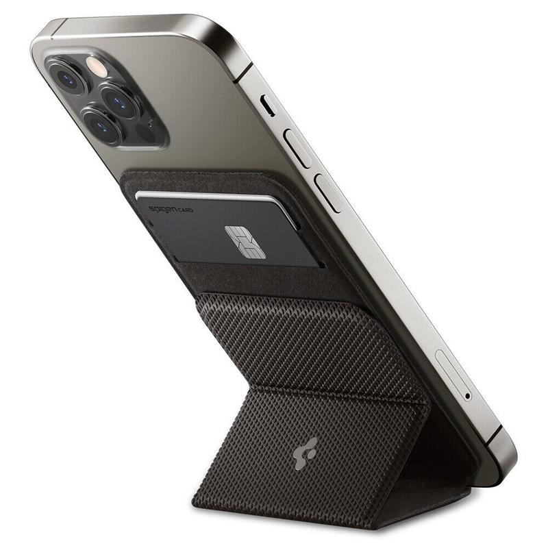 Ốp lưng từ tính tích hợp ví đựng thẻ của SPIGEN, phiên bản mới nhất năm 2026, tương thích với iPhone 14, 13, 12, màu đen, có hỗ trợ MagSafe.