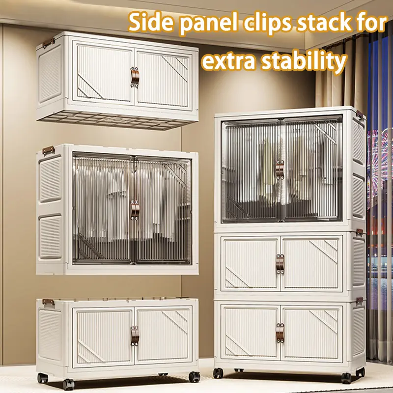 72cm Foldable Wardrobe Translucent Toys/Snacks/Home Clothes Organiser ...