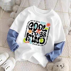 Baju Pakaian Kombinasi Variasi Lengan Panjang Anak Usia 9 sampai 16 Tahun Bahan Katun 24s Tebal, Nyaman dan Tidak Berbulu Motif Cool To Be Kind Fashion