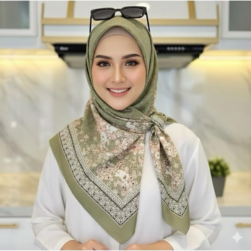 Hijab Segiempat Voal Motif Jilbab Motif Kekinian terbaru