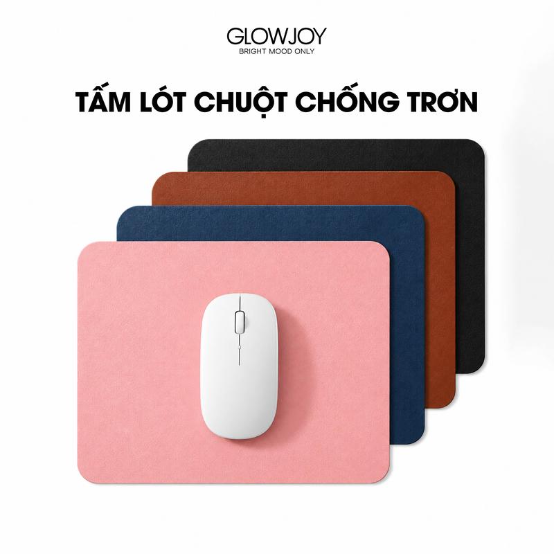 GLOWJOY Miếng Lót Chuột Máy Tính Da Trơn 23x19cm, Bề Mặt Mịn, Chống Trượt, Dễ Lau Sạch, Nhiều Màu