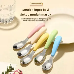 Sendok anak berbahan stainless steel, food grade, tebal, cocok untuk menyuapi makanan bayi.