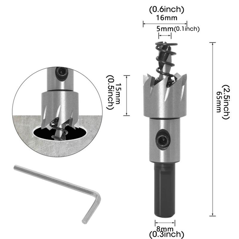 Product Introduction of High-speed Hacksaw Tooth Hole Opener Aluminum Plate Iron Plate Punching Hole Natural Color Drill Bit 16-30mm Tool Set 22