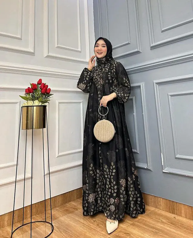 Gamis set Hijab ORIGINAL RAYON DIAMOND. Tebal adem motif BEST SELLER 1