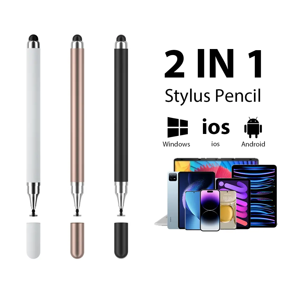 ปากกาสไตลัส, 2 in 1, เข้ากันได้กับ Apple ดินสอ, สำหรับ iPad Pro, Air, Mini, iPhone Max, Android, Xiaomi Pad, Redmi, Samsung, สากล, ปากกาสไตลัสแท็บเล็ตโทรศัพท์, อุปกรณ์เสริม pencil stylus pen