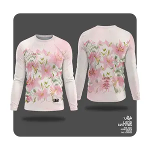 JERSEY RUNNING FLOWER PINK TANGAN PANJANG