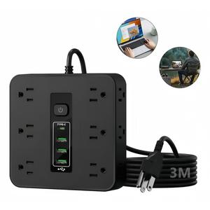 Multicontacto 12 Tomas con USB y Tipo C 2500W – Regleta Eléctrica 3m, Carga Rápida para Celular, Laptop, TV y Electrodomésticos, Compatible 110V-220V, Ideal para Casa, Oficina y Uso Diario, , enchufe computadora