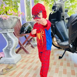 BAJU ANAK KOSTUM SPIDERMAN ADA TOPENG BAHAN KAIN KATUN UNTUK UMUR 1-10 TAHUN