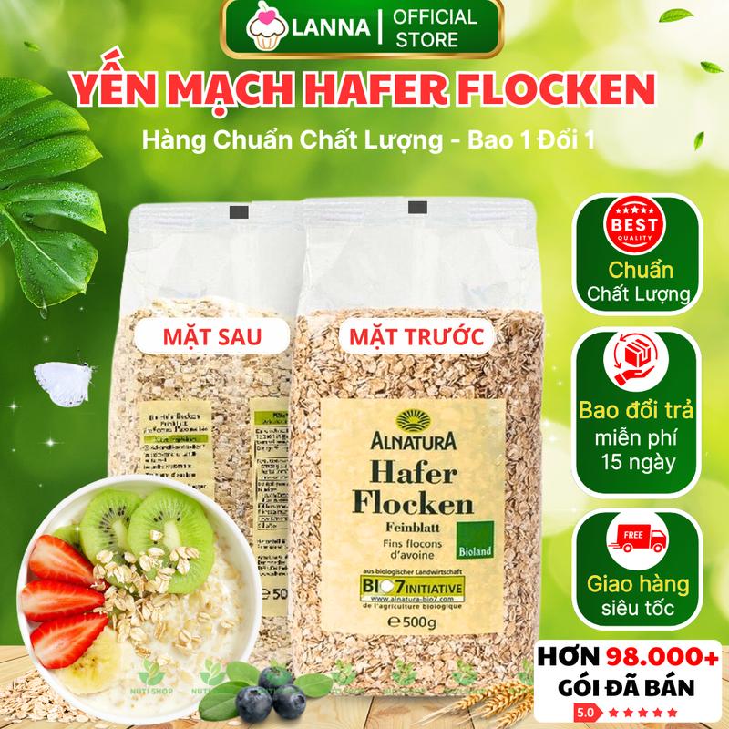 GIÁ LẺ 1 GÓI Yến mạch Hữu Cơ Đức Hafer Flocken Cán Dẹt và Cán Vỡ - 500g ngũ cốc ăn sáng healthy dinh dưỡng