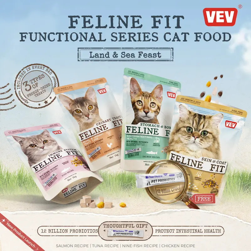 VEV Makanan kering kucing 1kg mengandung kuning telur dan susu kering beku yang cocok untuk anak kucing, kucing tua, dan kucing dewasa. (Hadiah gratis 1 bungkus probiotik hewan peliharaan) Dengan mulut tertutup rapat, dapat disimpan pada suhu ruangan