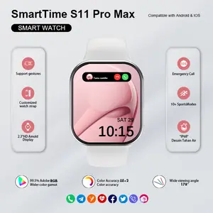 Smartwatch 11 Pro Max 10 Pro Max  Original Unisex - AMOLED 2.2" NFC GPS Tahan Air Panggilan Bluetooth Pengisian Nirkabel + Wallpaper Gratis