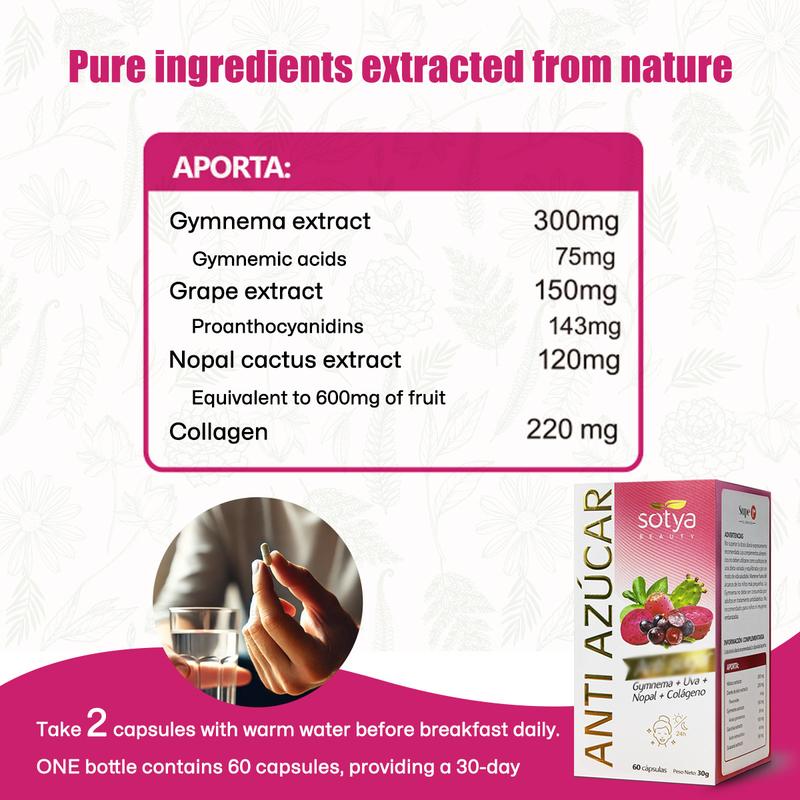Product Introduction of 3 Bottles【Sotya Oxeagle】Collagen Supplement | Control Sweet Craving| Enhance Skin Elasticity & Overall Health | Gymnema+Grape Plant Extract  | Safe & Organic | 180 Capsules | 90 Day Supply 43