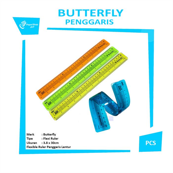Gambar Butterfly- Flexi Ruler 30cm - Penggaris Plastik - Pcs dari Papershopjkt Kota Administrasi Jakarta Utara Tokopedia