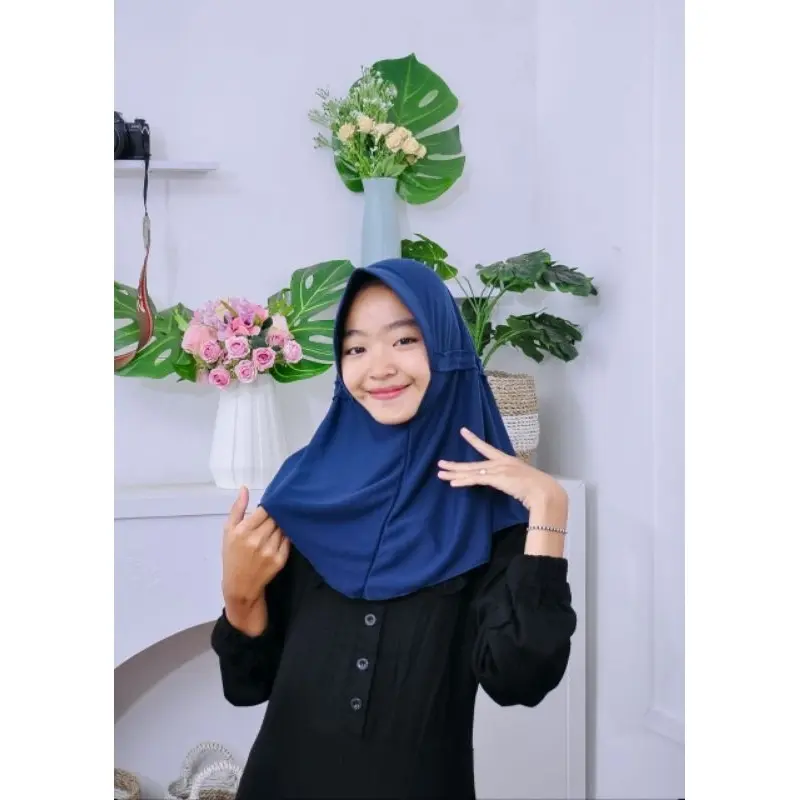 Kerudung anak sekolah tk sd smp smu jilbab bergo dewasa hijab sarung geblus instan anak 02 Cantik Nyaman Katun Muslim Serut Pita 1
