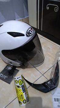 Product Review of KYT Galaxy Flat R Solid White I Flat Visor Iridium I Spoiler - Helm Half Face Motorcycle from y**g 0