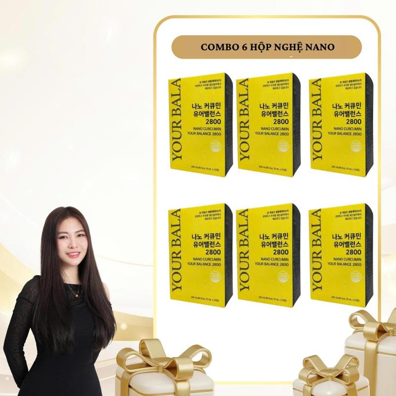  SN1417 - Combo 6 hộp Nghệ Nano Curcumin Your Balance 2800 tổng 120 gói 
