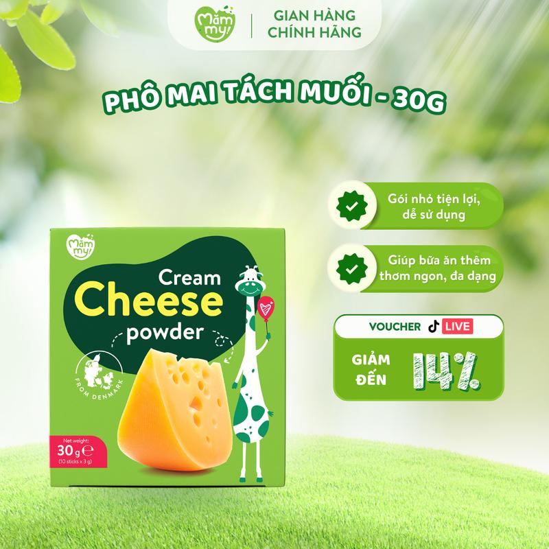 Hộp Phô Mai Tách Muối MĂMMY Dạng Bột Rắc Cơm, Nui, Cháo Bổ Sung Vitamin, Dinh Dưỡng Cho Bé Từ 6 Tháng, Hộp 30g (3gr x 10)